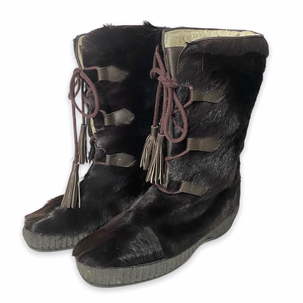 Vintage Koflach Fur Boots Shearling Lined Size 7